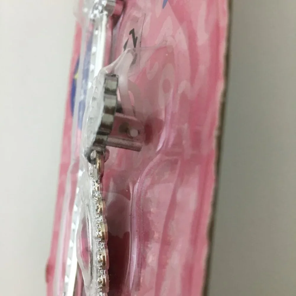 Disney Minnie Mouse HeadBand Pink Velvet-Sequin BONUS-Magic Wand & Clip Earrings